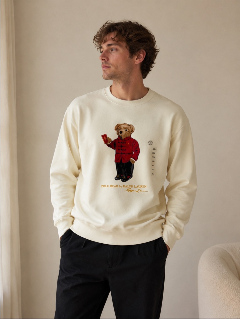 NWT Polo Ralph Lauren Lunar New Year Polo Bear Sweatshirt Cream XXL